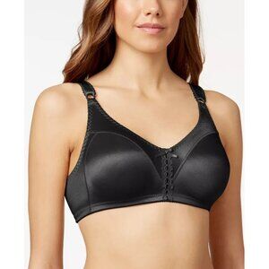NWT Bali Double Support Wireless Bra Sz 40C Black Full Coverage Satin DF3820